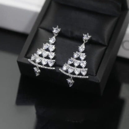 Sparkly Xmas Tree Drop Earrings for Women - Pexav