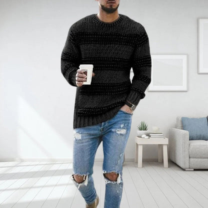Chunky Knit Scandinavian Men's Sweater - Arvid-Black-S-Nora Luxe