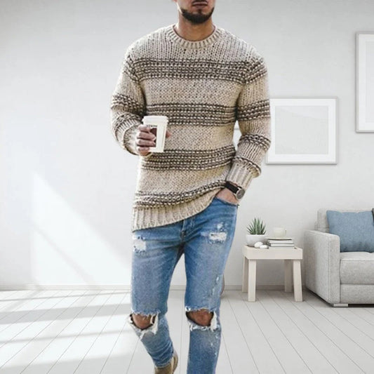 Thick Wool Nordic Men's Crew Sweater - Pexav
