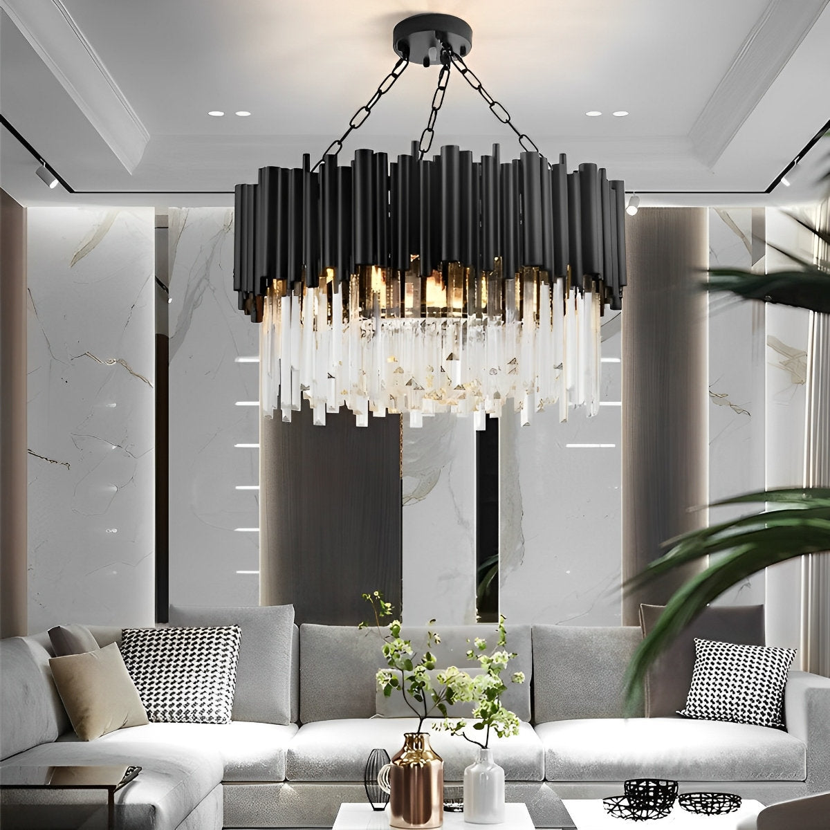 Sleek Glass Chrome Pendant Light Fixture