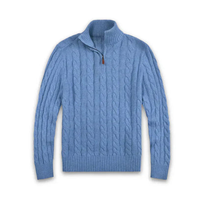 Classic Cable Sweater for Men - Henry-Light Blue-S-Nora Luxe