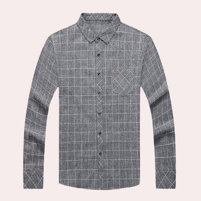 Classic Checked Men's Shirt - Thijs-Brown-S-Nora Luxe