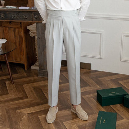 Classic Men's Trousers with Buckle - Oliver-Dark Blue-XS-Nora Luxe