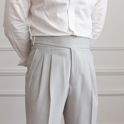 Classic Men's Trousers with Buckle - Oliver-Light Gray-XS-Nora Luxe