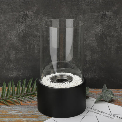 Classic Oil Lamp with Open Flame - Lumora-Black-Medium-Nora Luxe