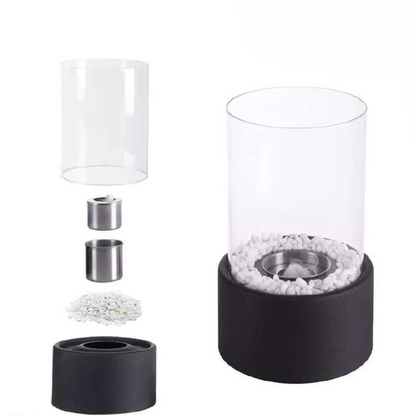 Classic Oil Lamp with Open Flame - Lumora-Black-Medium-Nora Luxe