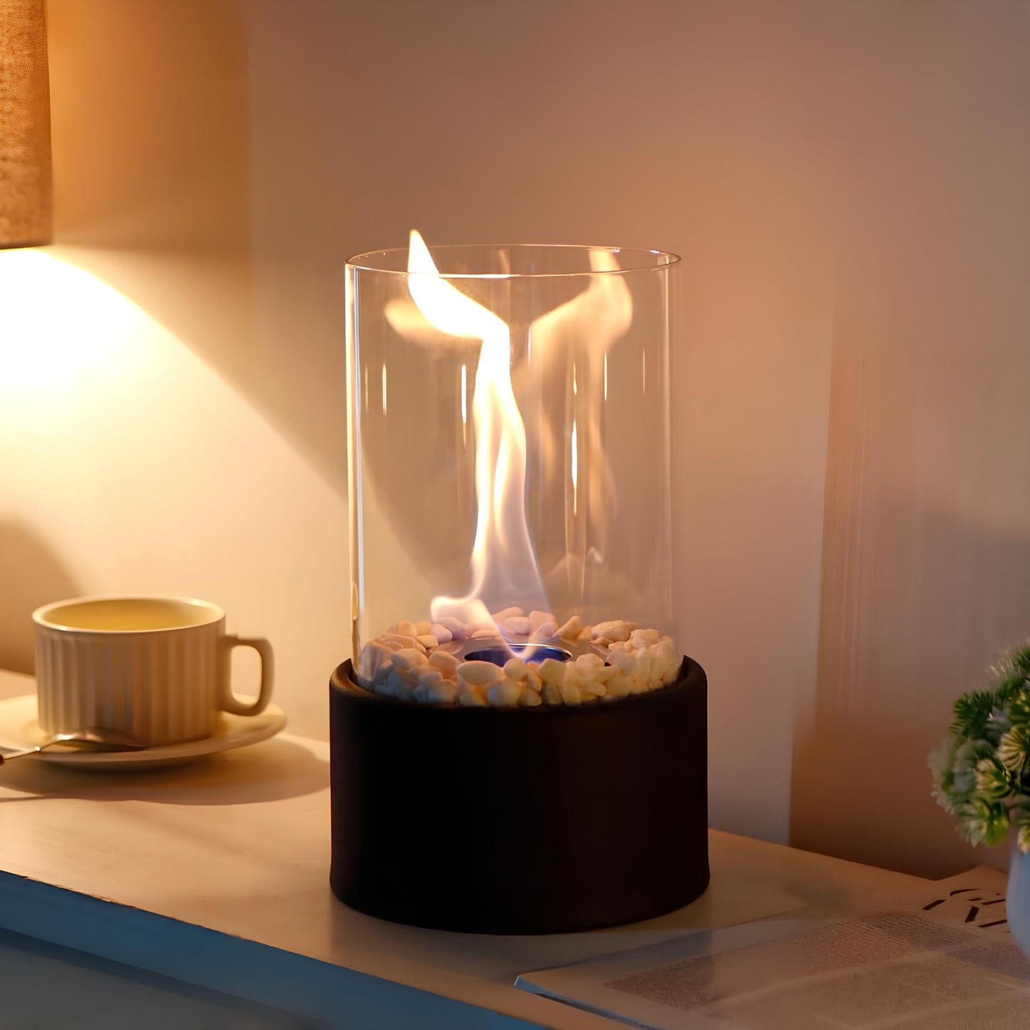 Classic Oil Lamp with Open Flame - Lumora-Black-Medium-Nora Luxe