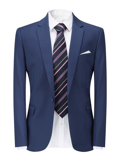 Classic Plain Men's Blazer - Floris-Dark Blue-XS-Nora Luxe