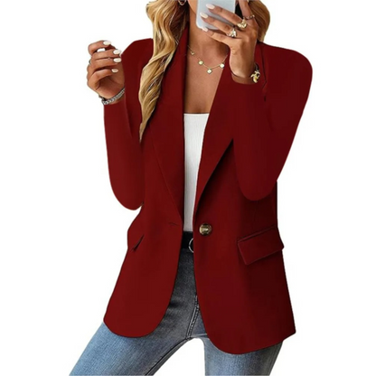 Classic Slim Ladies Blazer - Camille-Bordeaux Red-S-Nora Luxe