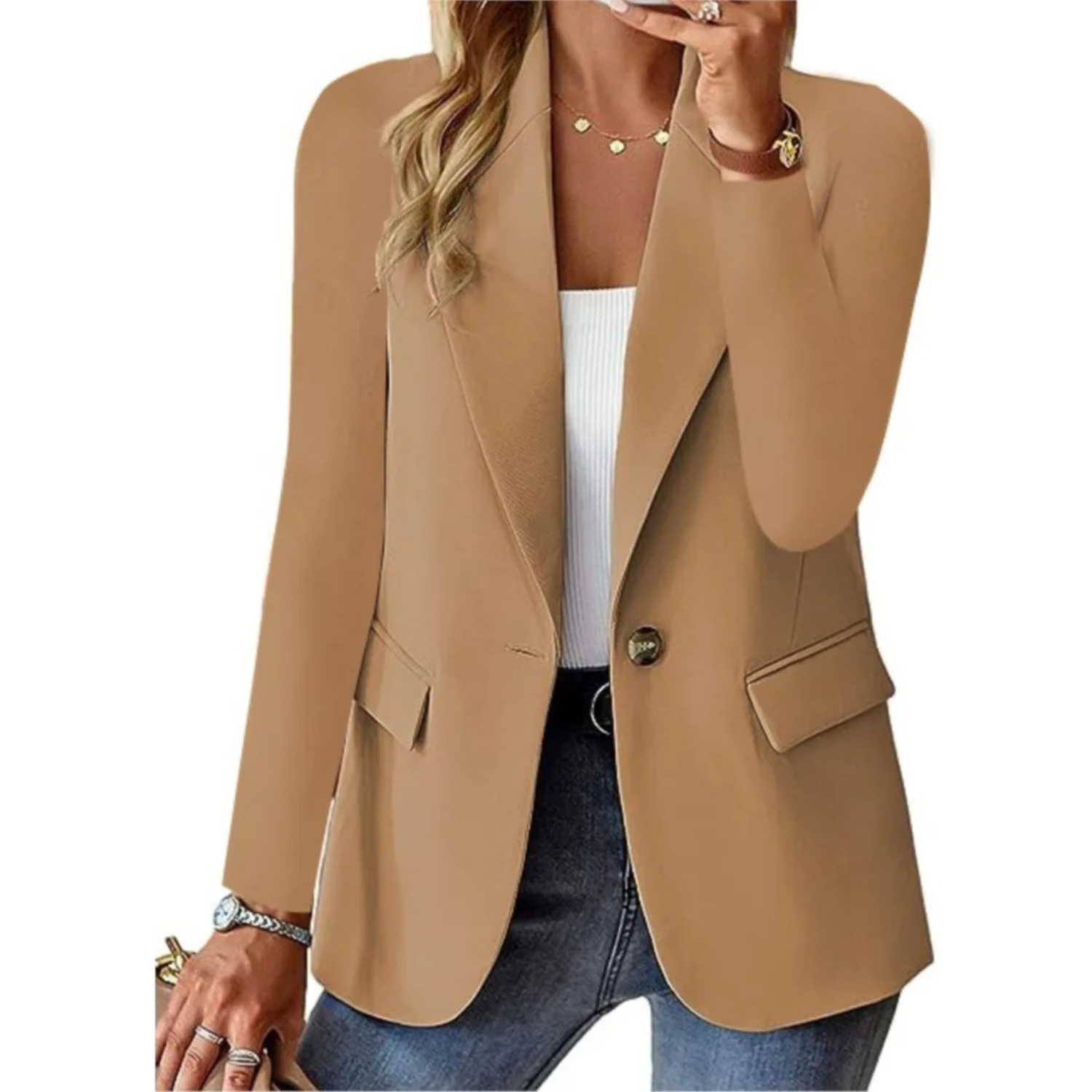 Classic Slim Ladies Blazer - Camille-Brown-S-Nora Luxe