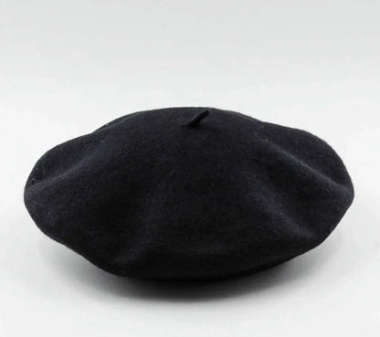 Classic Wool Beret - Marlene-Black-Nora Luxe