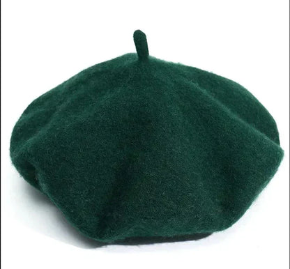 Classic Wool Beret - Marlene-Dark Green-Nora Luxe
