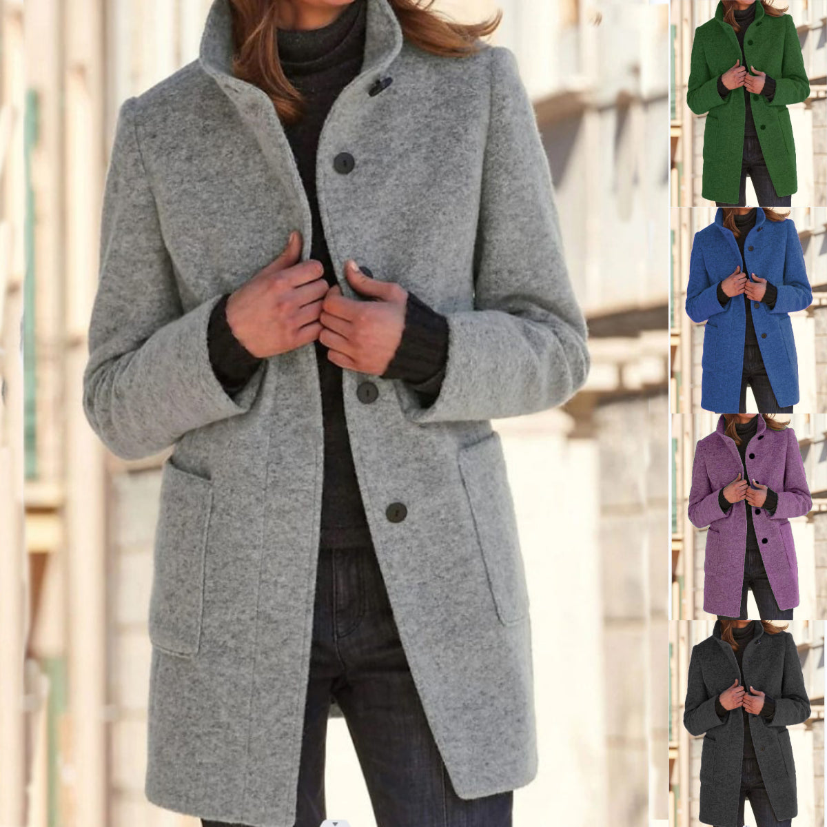 Timeless Women's Wool Coat with Vintage Buttons - Pexav
