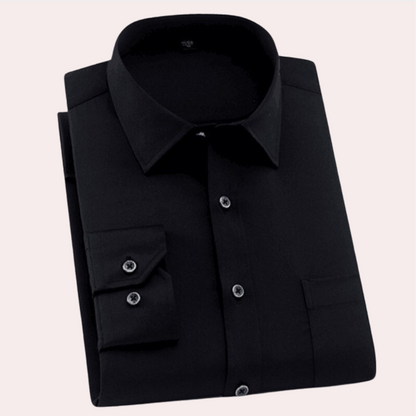 Classic Wrinkle-Free Men's Shirt - Felix-Black-S-Nora Luxe