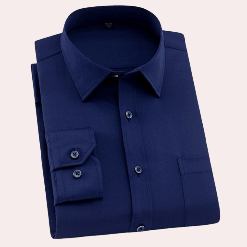 Classic Wrinkle-Free Men's Shirt - Felix-Blue-S-Nora Luxe