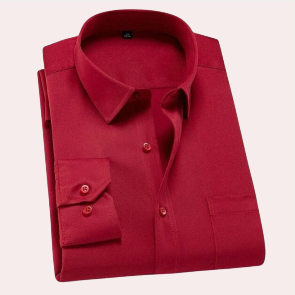 Classic Wrinkle-Free Men's Shirt - Felix-Red-S-Nora Luxe