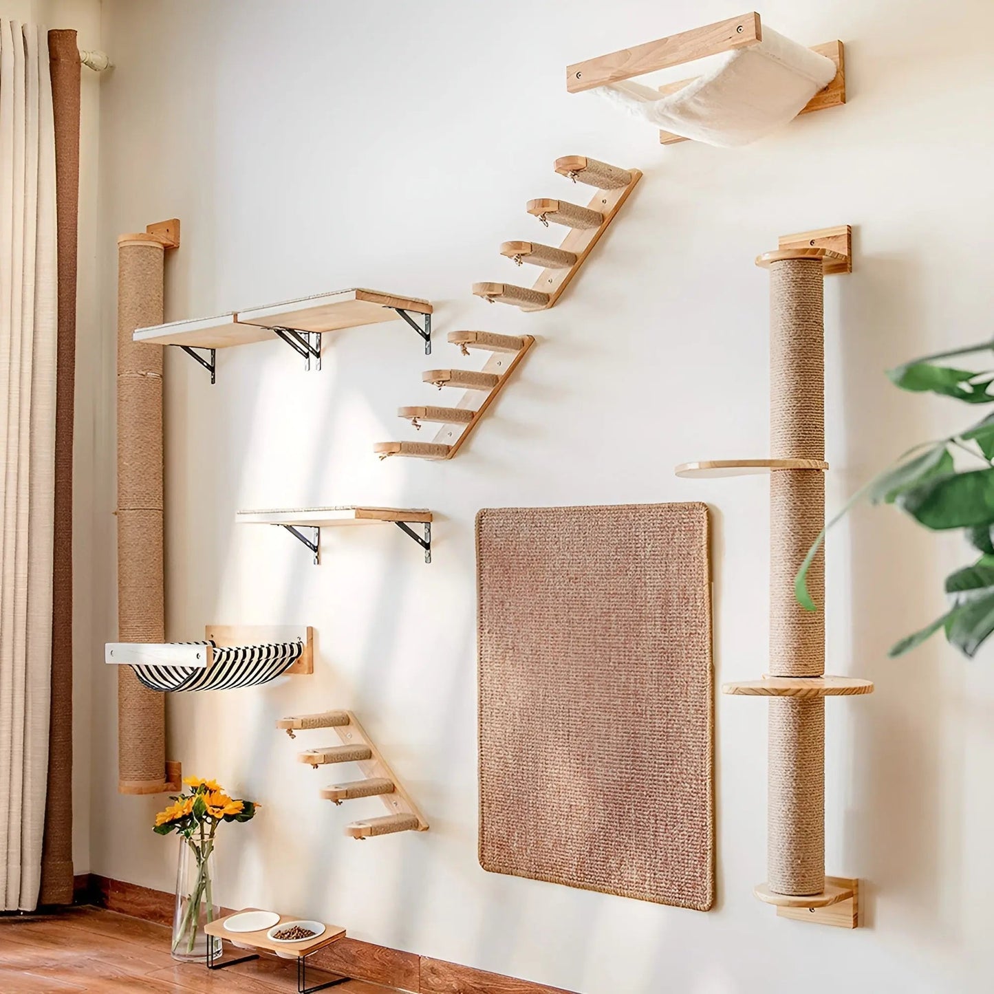 Climbing Wall Shelf for Cats with Scratching Post - ClimbPaws-First Step-Nora Luxe