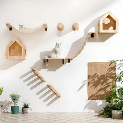 Climbing Wall Shelf for Cats with Scratching Post - ClimbPaws-First Step-Nora Luxe