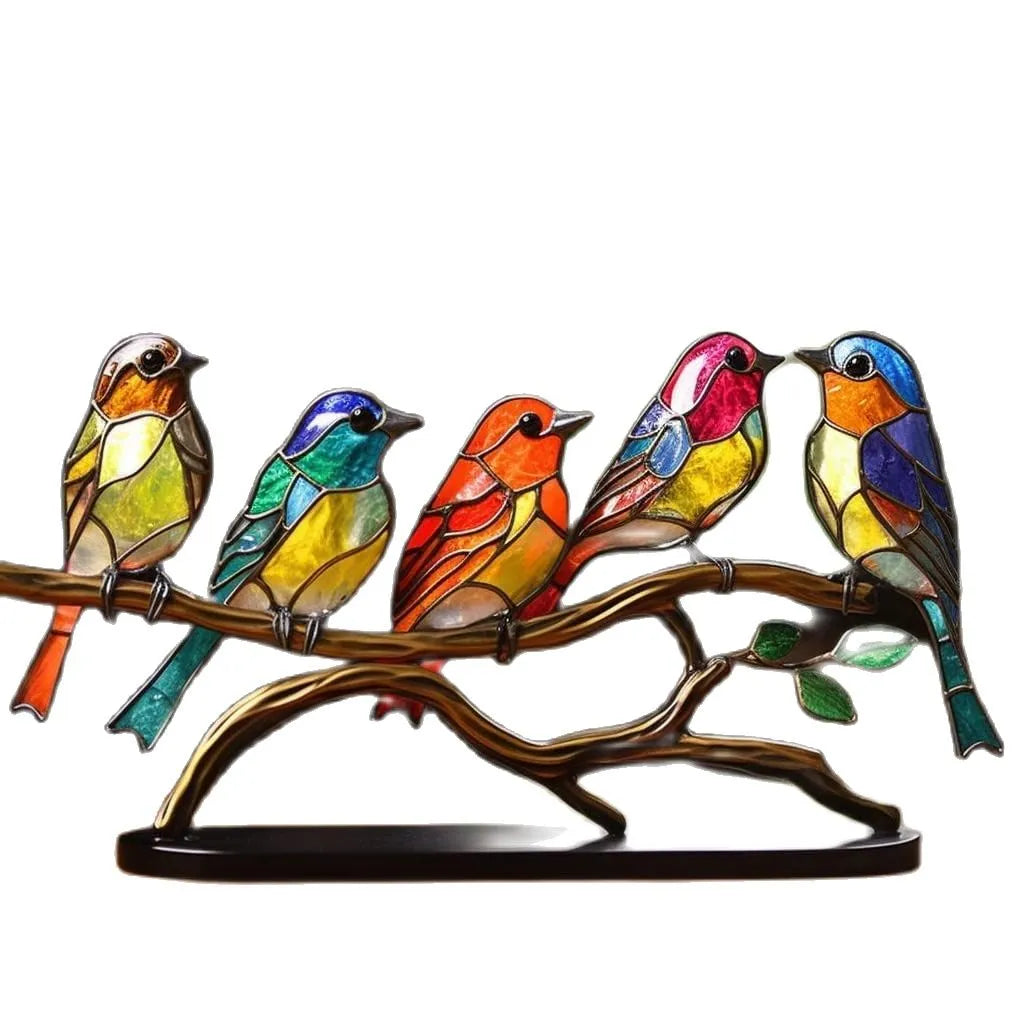 Colored Birds on Branch Decorative Figure - ColorBirds-Harmonious-Nora Luxe