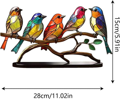 Colored Birds on Branch Decorative Figure - ColorBirds-Self-Confidence-Nora Luxe