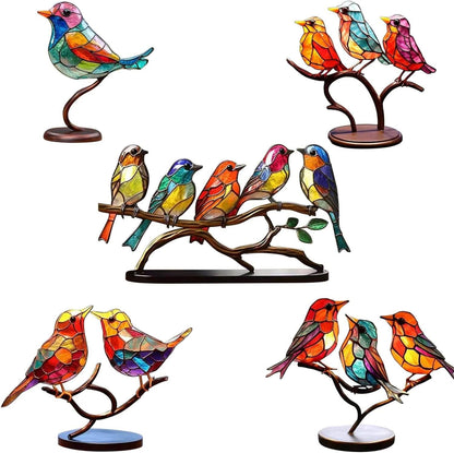 Colored Birds on Branch Decorative Figure - ColorBirds-Self-Confidence-Nora Luxe
