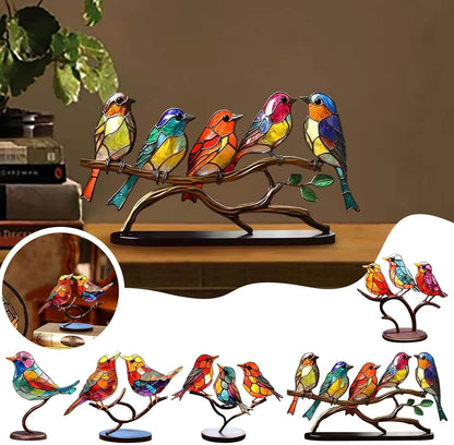 Colored Birds on Branch Decorative Figure - ColorBirds-Self-Confidence-Nora Luxe