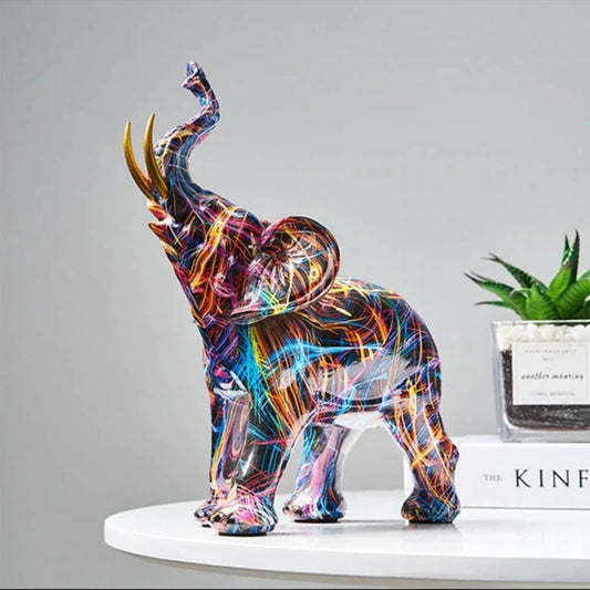 Vibrant Elephant Figurine Decor - Pexav