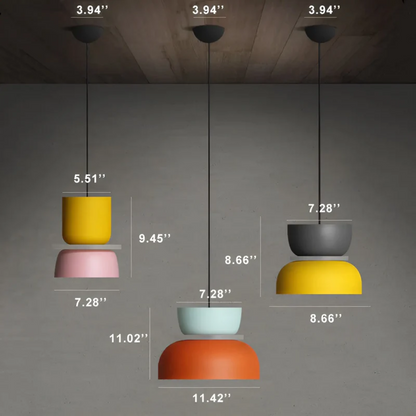 Colorful and Trendy Macaron LED Pendant Light - VividGlow-Yellow-Pink-Nora Luxe
