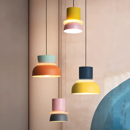 Colorful and Trendy Macaron LED Pendant Light - VividGlow-Yellow-Pink-Nora Luxe