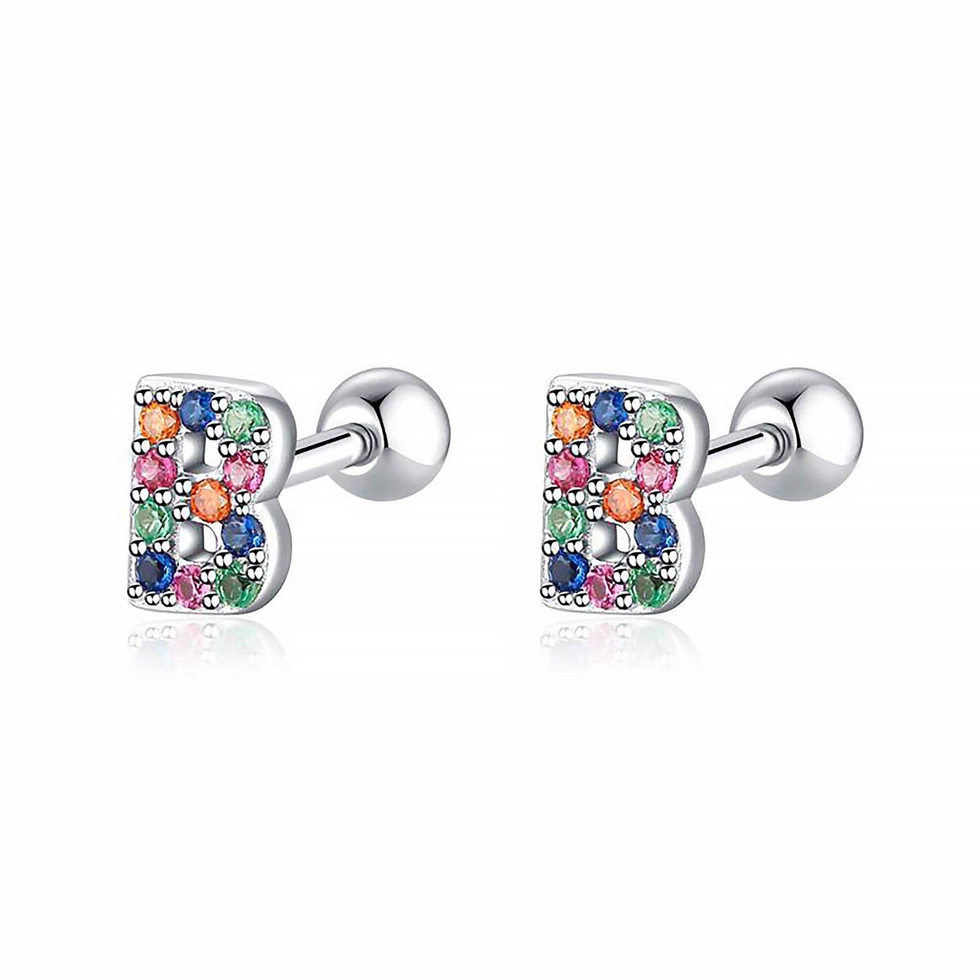 Coloured Letter Earrings - Letria-B-Silver-Nora Luxe