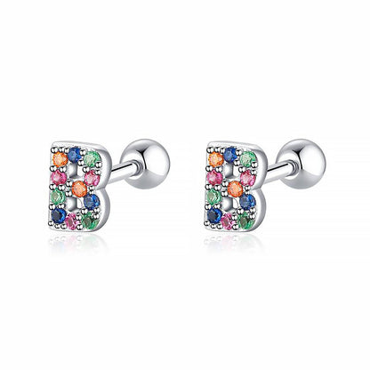 Coloured Letter Earrings - Letria-B-Silver-Nora Luxe