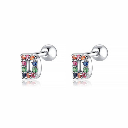 Coloured Letter Earrings - Letria-D-Silver-Nora Luxe