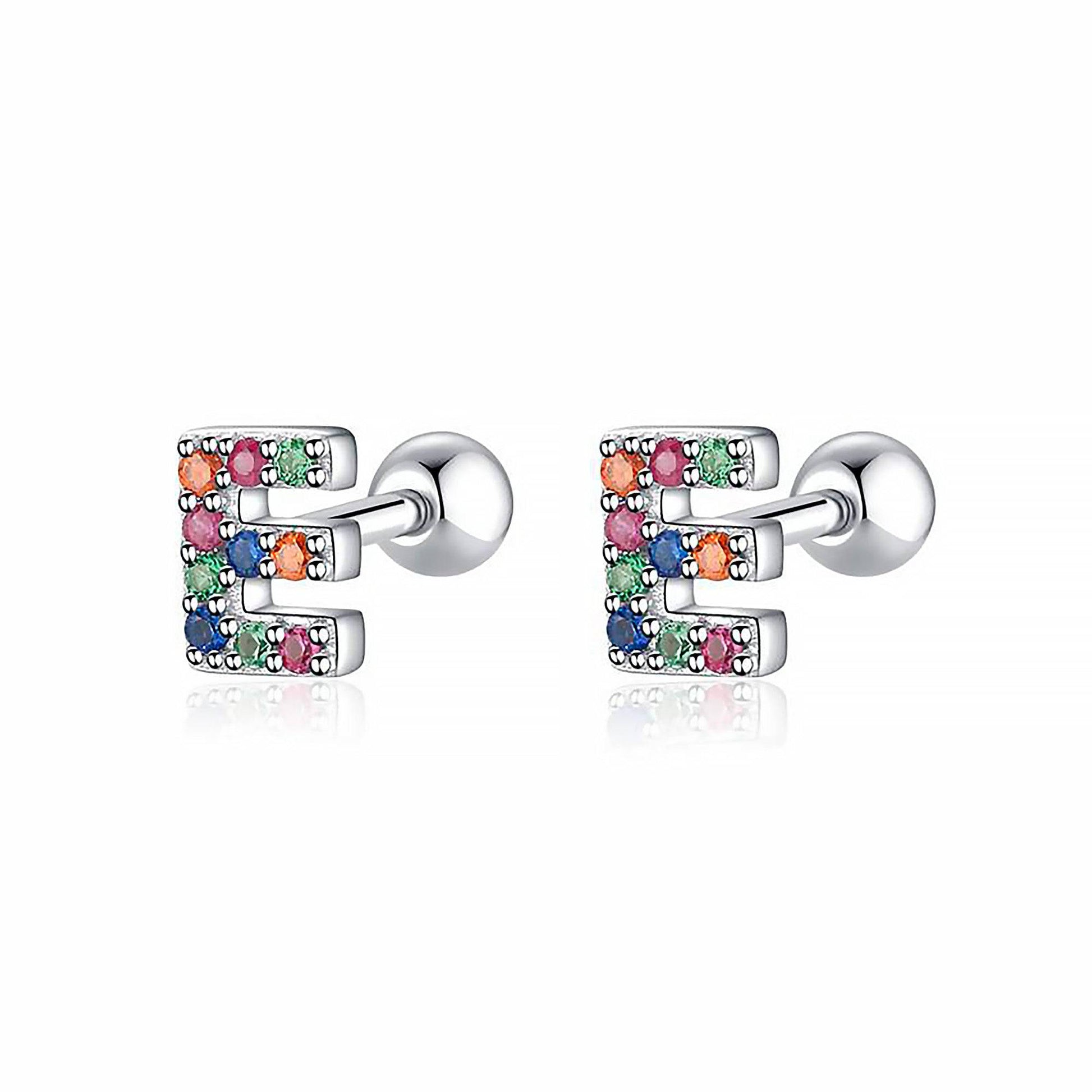 Coloured Letter Earrings - Letria-E-Silver-Nora Luxe