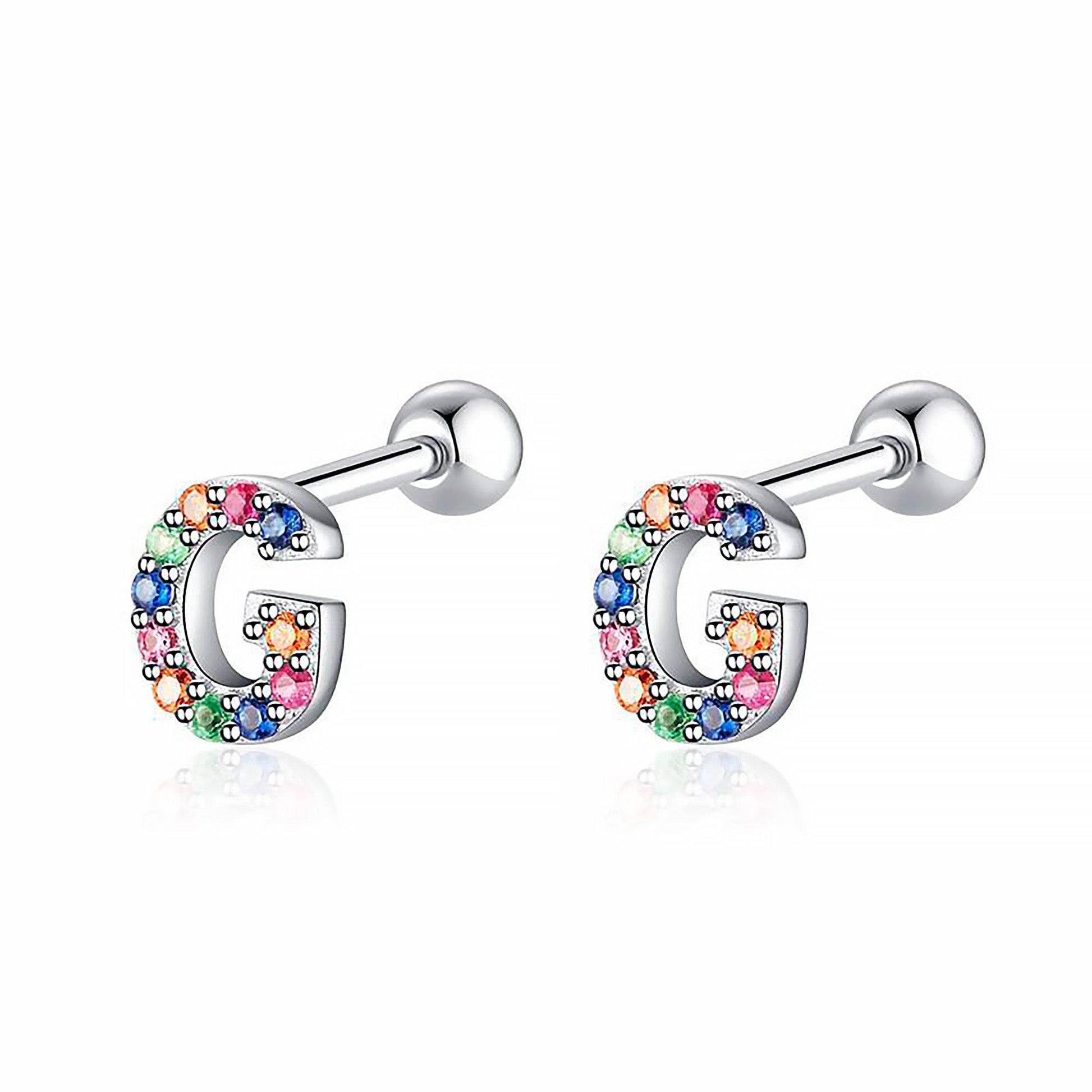 Coloured Letter Earrings - Letria-G-Silver-Nora Luxe