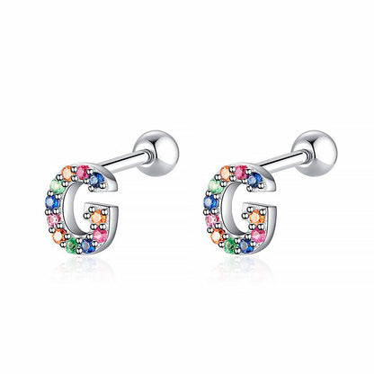 Coloured Letter Earrings - Letria-G-Silver-Nora Luxe
