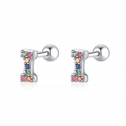 Coloured Letter Earrings - Letria-I-Silver-Nora Luxe