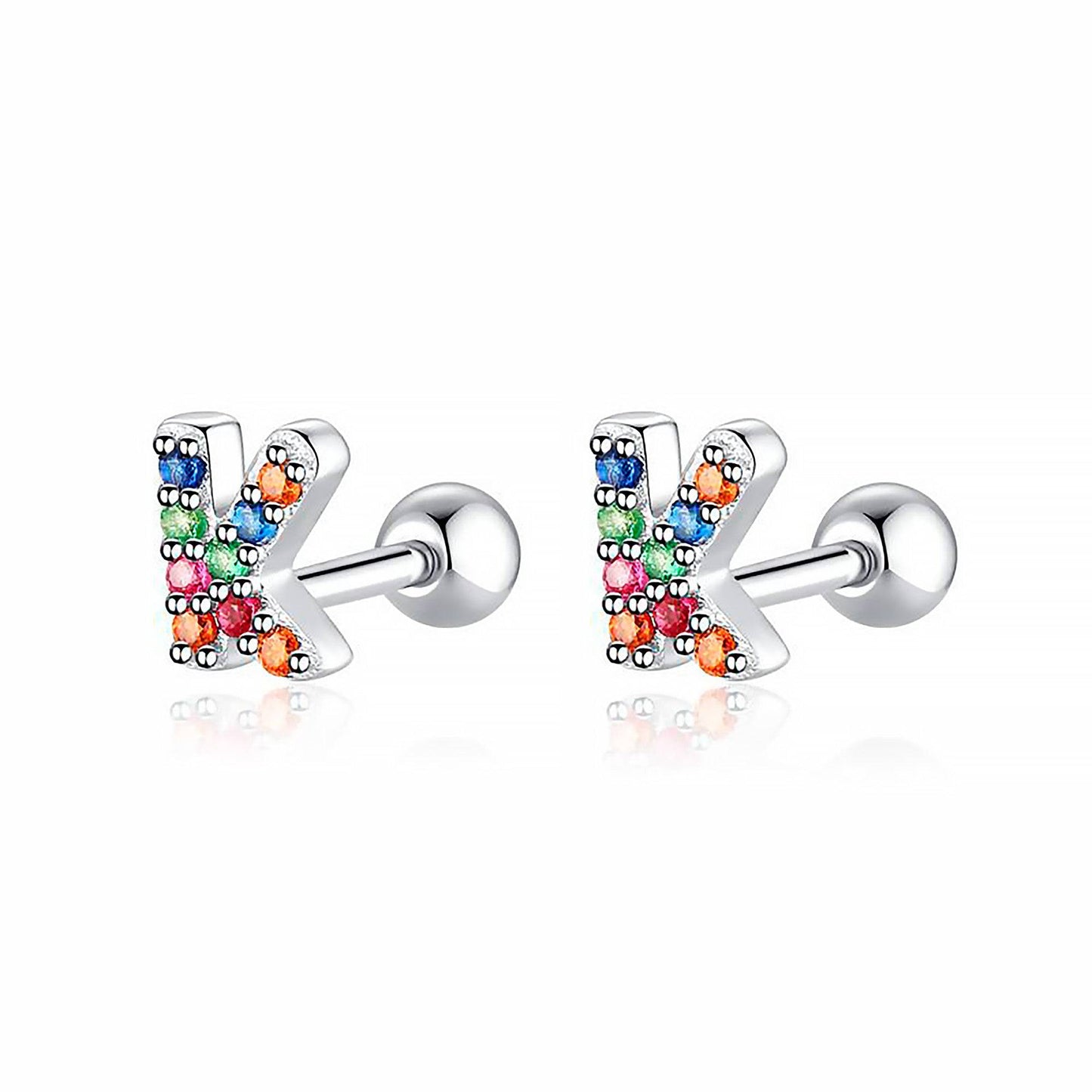 Coloured Letter Earrings - Letria-K-Silver-Nora Luxe