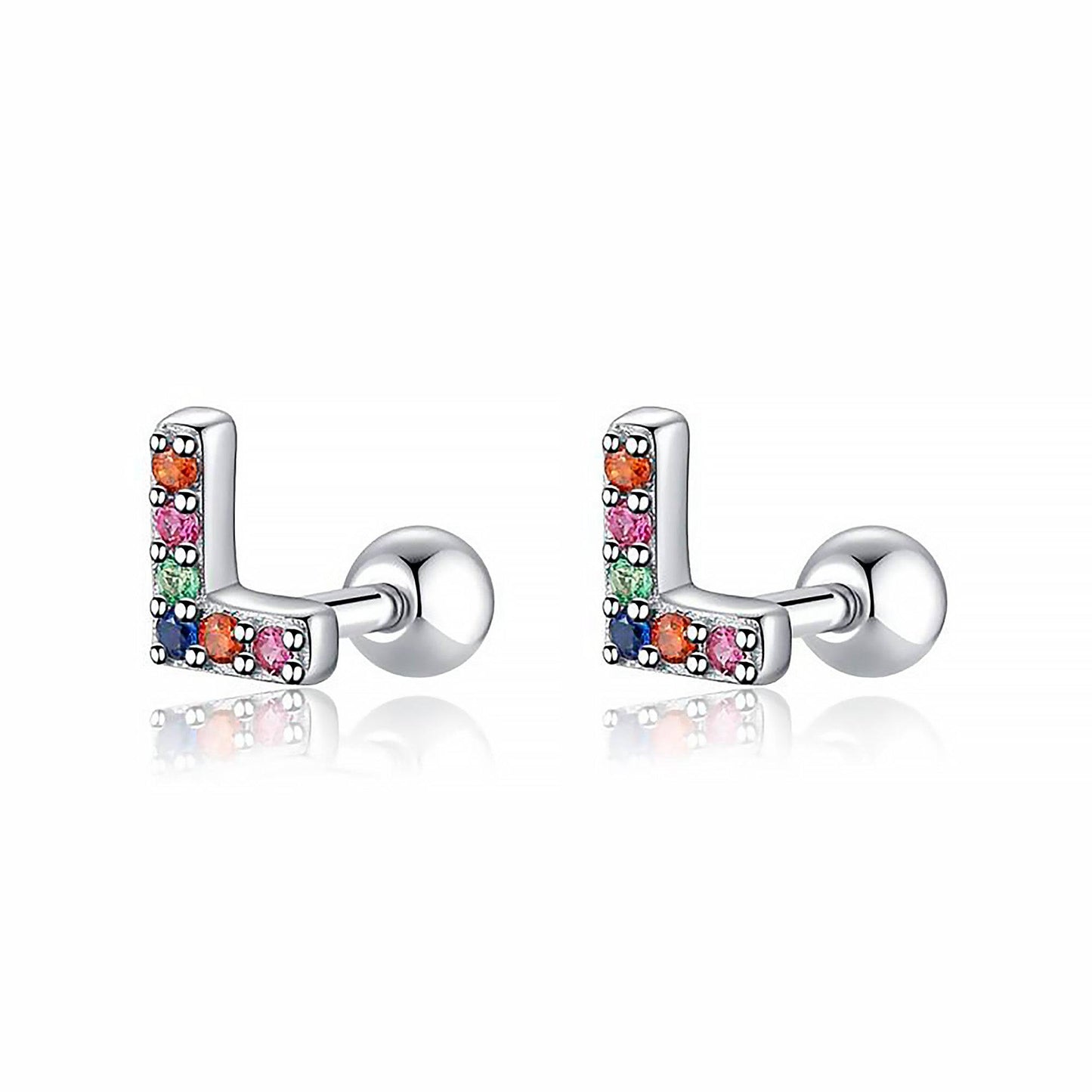 Coloured Letter Earrings - Letria-L-Silver-Nora Luxe
