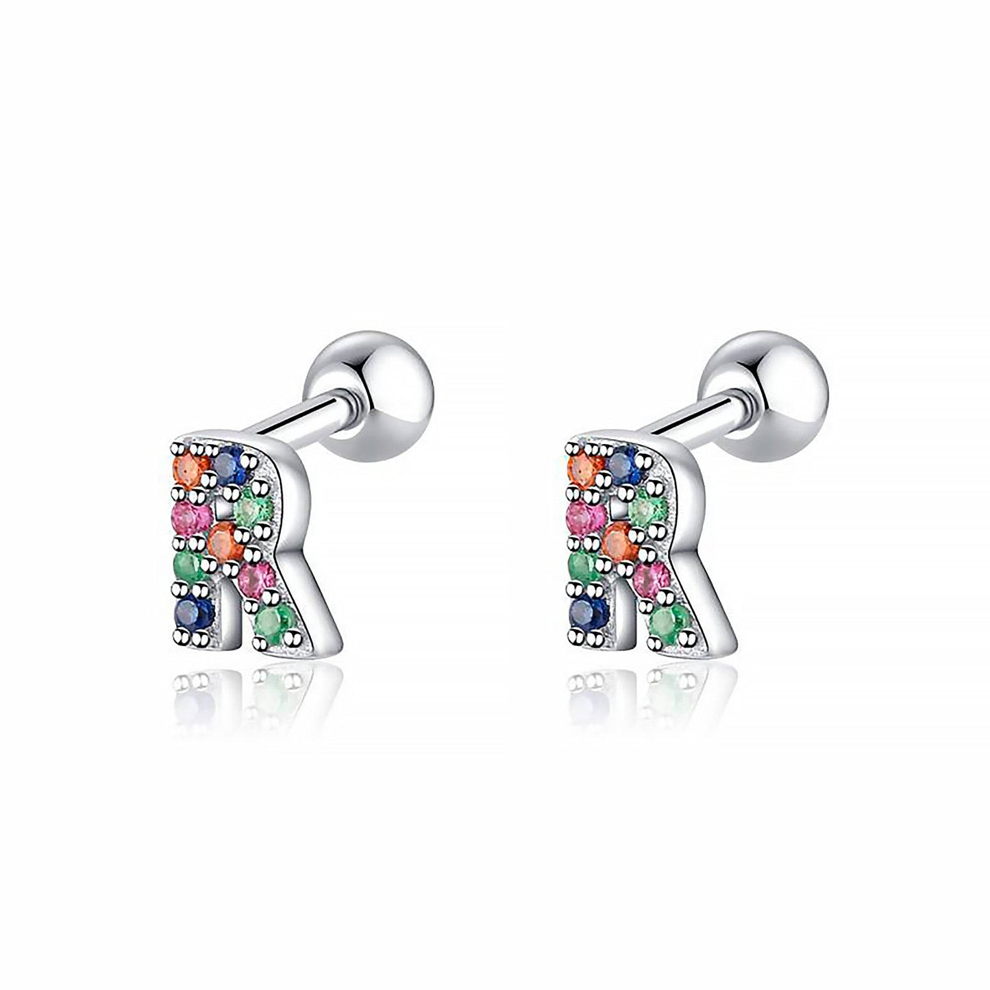 Coloured Letter Earrings - Letria-R-Silver-Nora Luxe