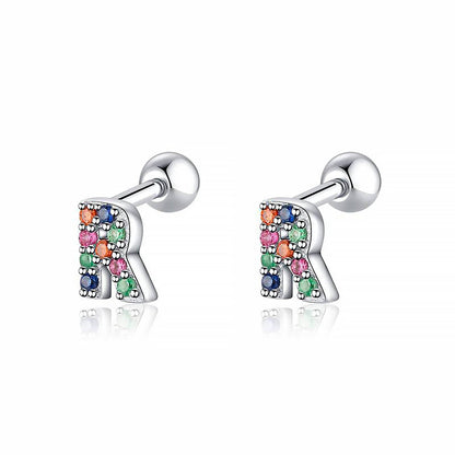 Coloured Letter Earrings - Letria-R-Silver-Nora Luxe