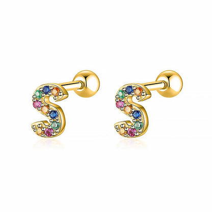 Coloured Letter Earrings - Letria-S-Gold-Nora Luxe