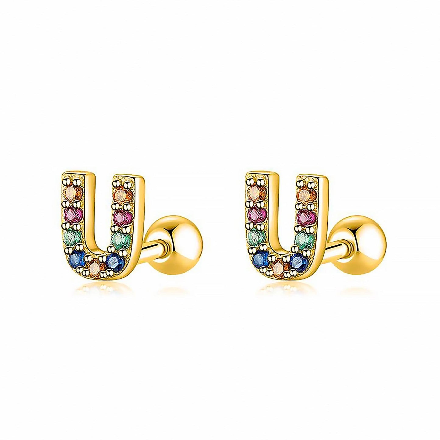 Coloured Letter Earrings - Letria-U-Gold-Nora Luxe