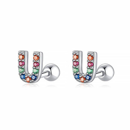 Coloured Letter Earrings - Letria-U-Silver-Nora Luxe