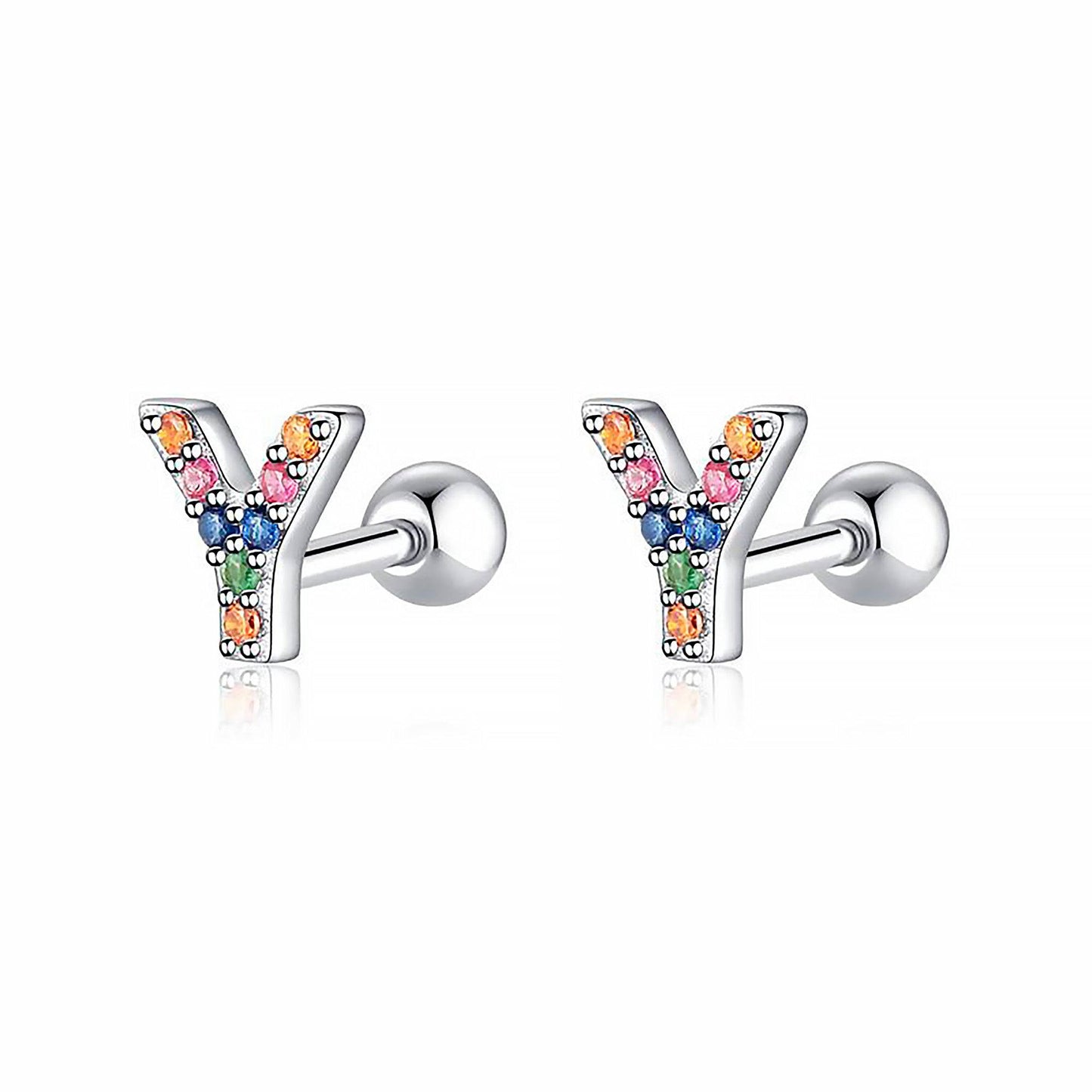Coloured Letter Earrings - Letria-Y-Silver-Nora Luxe