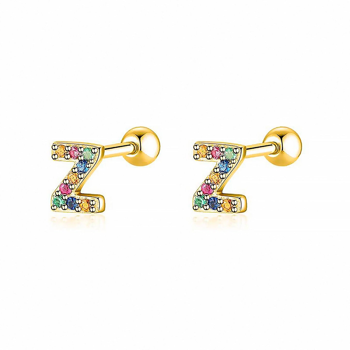 Coloured Letter Earrings - Letria-Z-Gold-Nora Luxe
