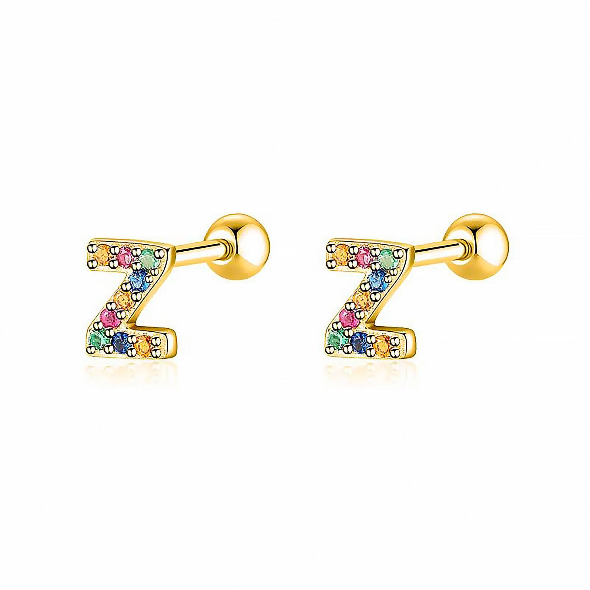 Coloured Letter Earrings - Letria-Z-Gold-Nora Luxe