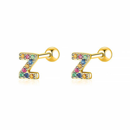 Coloured Letter Earrings - Letria-Z-Gold-Nora Luxe