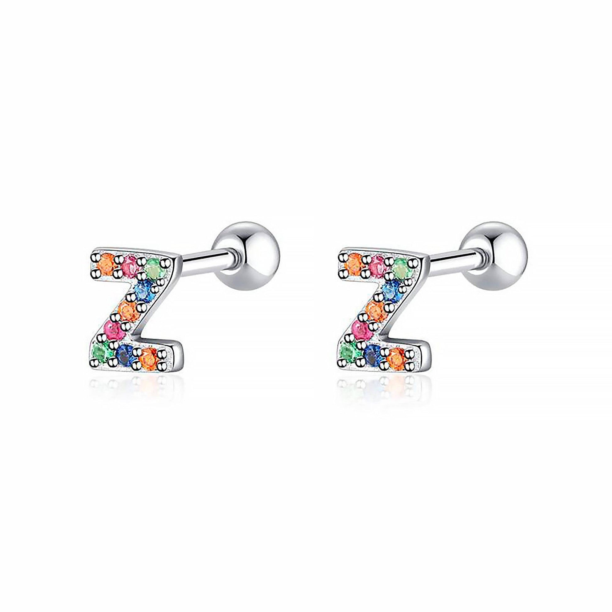 Coloured Letter Earrings - Letria-Z-Silver-Nora Luxe