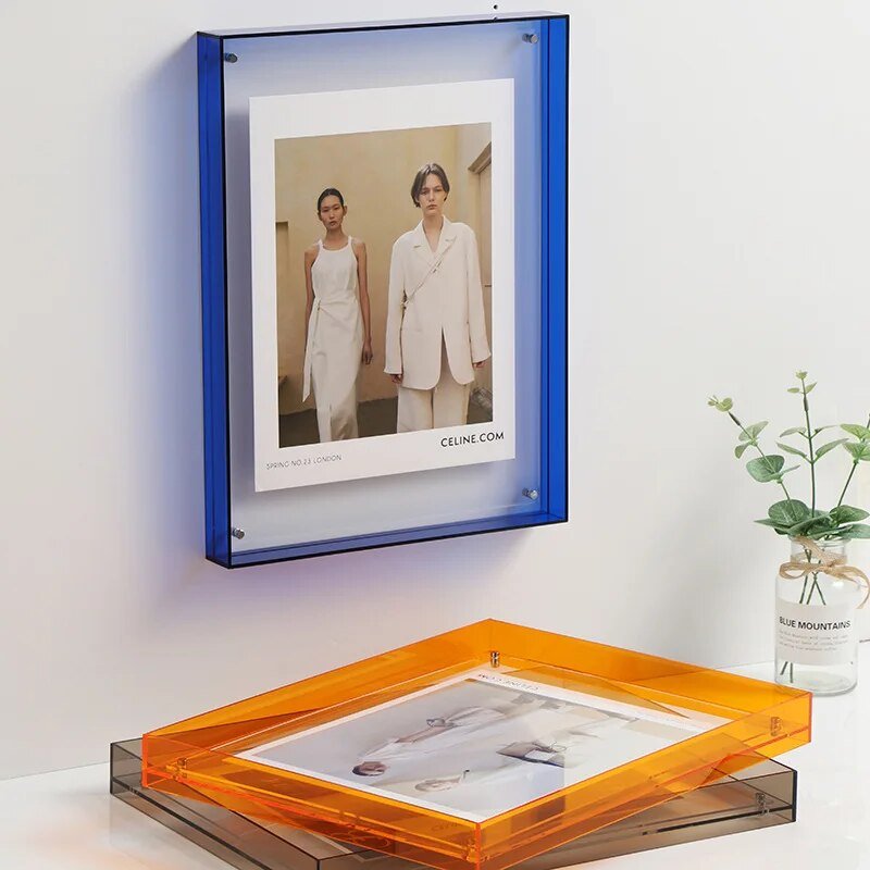 Clear Wall Mount Glass Photo Frame