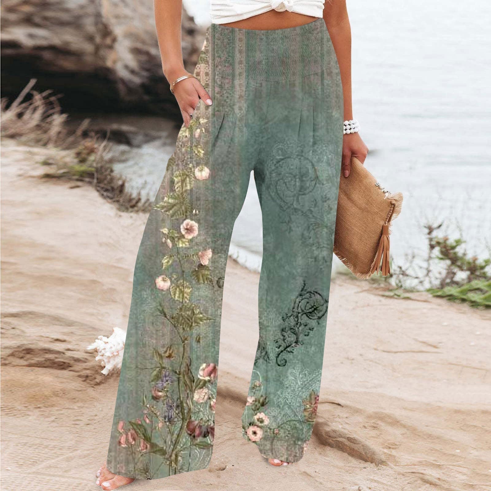 Comfortable and Stylish Flared Women's Trousers - Lotte-Green-S-Nora Luxe